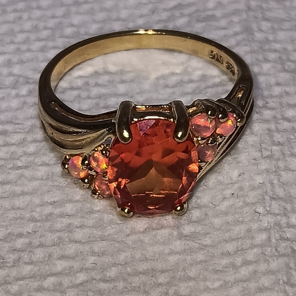 5.3ct. Natural orange sapphire gold ring - Picture 8 of 17
